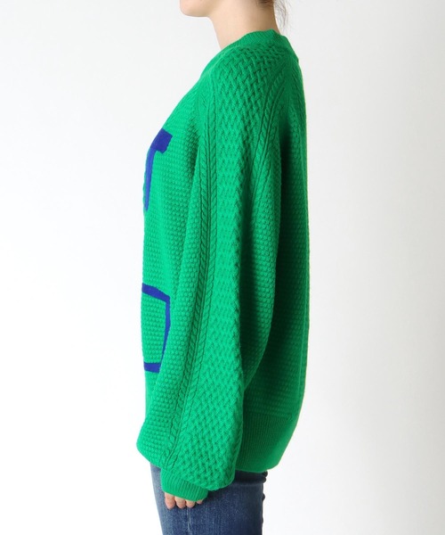 blanc basque（ブランバスク）の「アラン編みニードルパンチトップス（ニット/セーター・レディース・ネイビー/グリーン・38）」の9枚目の写真