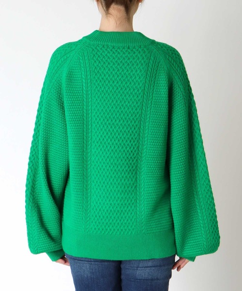 blanc basque（ブランバスク）の「アラン編みニードルパンチトップス（ニット/セーター・レディース・ネイビー/グリーン・38）」の10枚目の写真