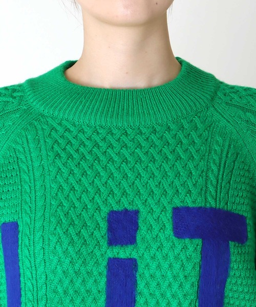blanc basque（ブランバスク）の「アラン編みニードルパンチトップス（ニット/セーター・レディース・ネイビー/グリーン・38）」の11枚目の写真