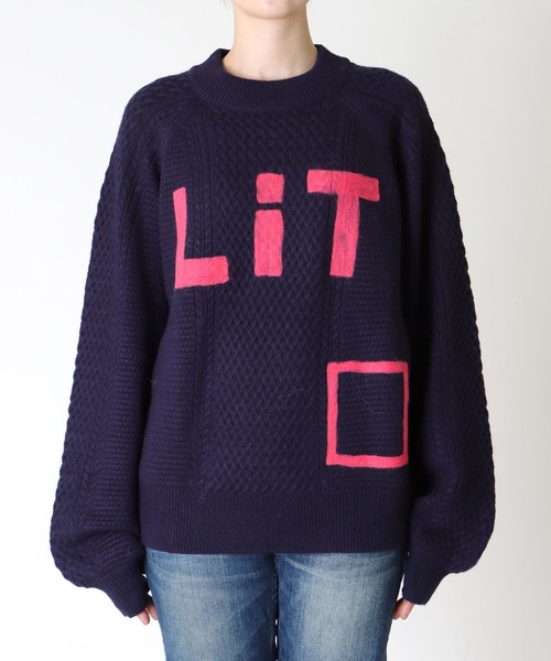 blanc basque（ブランバスク）の「アラン編みニードルパンチトップス（ニット/セーター・レディース・ネイビー/グリーン・38）」の15枚目の写真