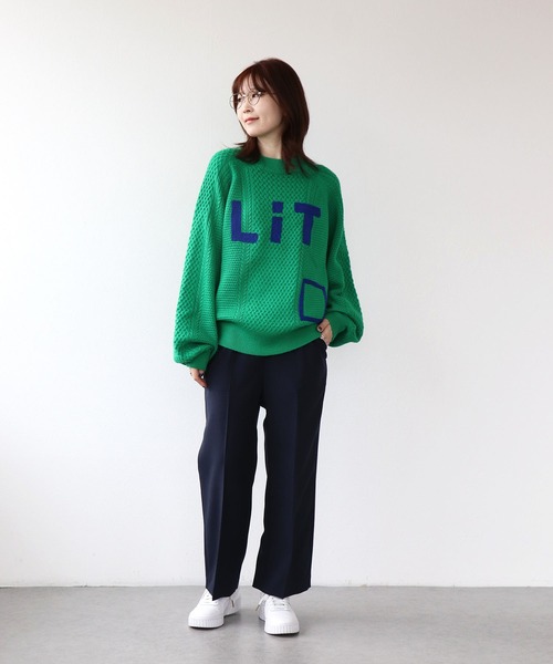 blanc basque（ブランバスク）の「アラン編みニードルパンチトップス（ニット/セーター・レディース・ネイビー/グリーン・38）」の19枚目の写真