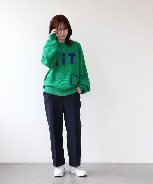 blanc basque（ブランバスク）の「アラン編みニードルパンチトップス（ニット/セーター・レディース・ネイビー/グリーン・38）」の20枚目の写真