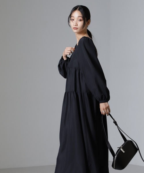 セール】スクエアネックティアードワンピース（ワンピース）｜NANO