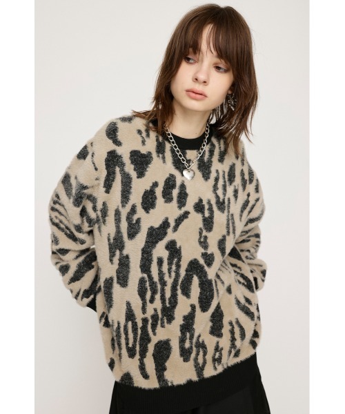 ニット セーター LEOPARD MOLLE JQ TOPS レオパード モール ジャガード トップス レディース SLY ニット セーター LEOPARD MOLLE JQ TOPS レオパード モール