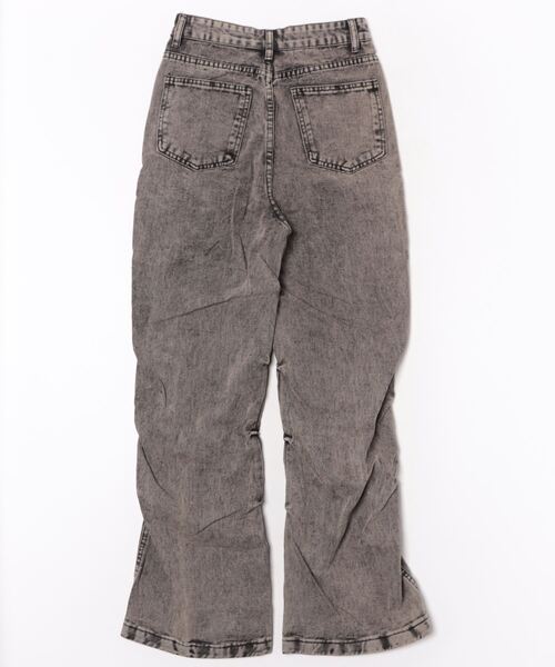 i-dare(アイディア)の「【i-dare】サイド ピンタック デニム ワイド パンツ(デニムパンツ・レディース・グレー・SMALL/MEDIUM/LARGE)」の2枚目の写真