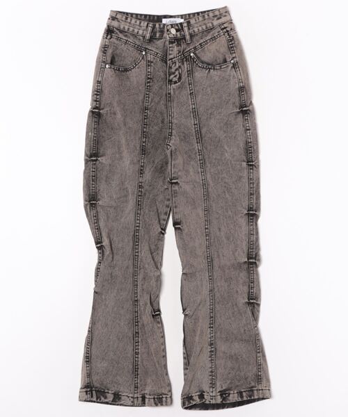 i-dare(アイディア)の「【i-dare】サイド ピンタック デニム ワイド パンツ(デニムパンツ・レディース・グレー・SMALL/MEDIUM/LARGE)」の6枚目の写真