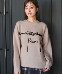 テープ刺繍ロゴニットトップス