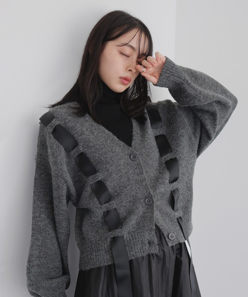 リボンテープニットカーディガン（カーディガン/ボレロ）｜LIAN