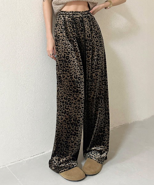 セットアップ レオパード 半袖 トップス ハーフパンツ ベロア Leopard Half Pants / レオパード柄 ハーフパンツ（その他パンツ
