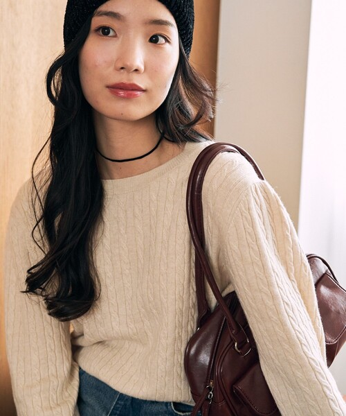 セール】限定展開 カシミア混 ケーブルニット プルオーバー（ニット