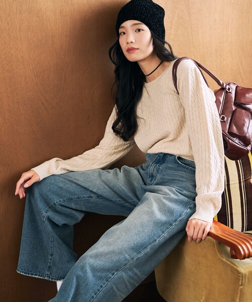 セール】限定展開 カシミア混 ケーブルニット プルオーバー（ニット