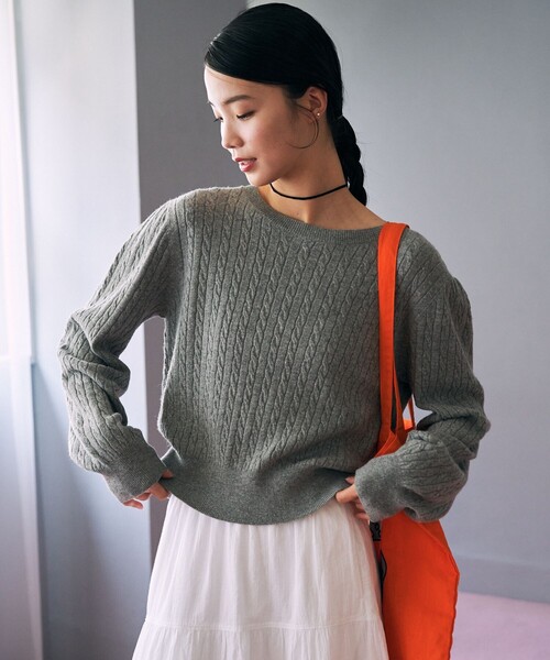 セール】限定展開 カシミア混 ケーブルニット プルオーバー（ニット