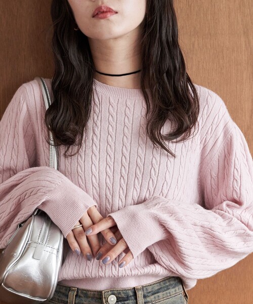 セール】限定展開 カシミア混 ケーブルニット プルオーバー（ニット