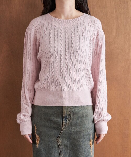 セール】限定展開 カシミア混 ケーブルニット プルオーバー（ニット