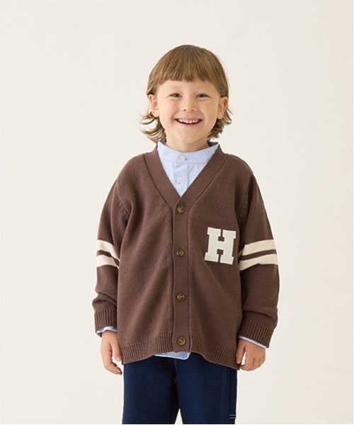 b・ROOM(ビールーム)の「アップリケニットカーディガン(カーディガン/ボレロ・キッズ・グリーン/ダークブラウン/ブラック/スカイブルー/アイボリー・M/L)」の3枚目の写真