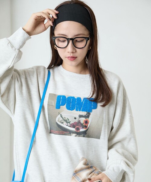 FREAK'S STORE（フリークスストア）の「限定展開　フラワー フォト × サガラ刺繍 裏起毛 スウェット（スウェット・レディース・ブラック/サックスブルー/オフホワイト/グレー・ﾌﾘ-）」の20枚目の写真