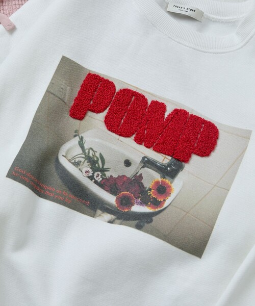 FREAK'S STORE（フリークスストア）の「限定展開　フラワー フォト × サガラ刺繍 裏起毛 スウェット（スウェット・レディース・ブラック/サックスブルー/オフホワイト/グレー・ﾌﾘ-）」の22枚目の写真