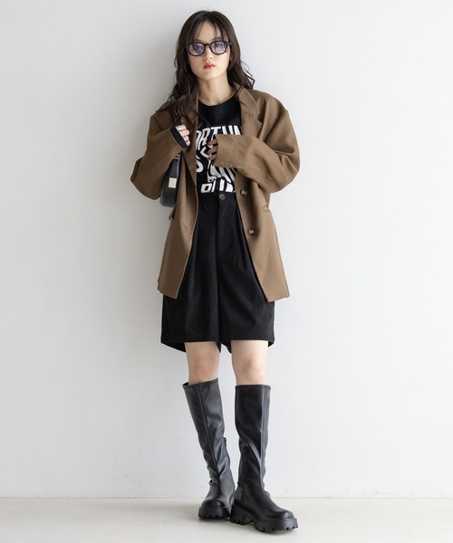 RAGEBLUE（レイジブルー）の「サイドベルト付き/コーデュロイハーフパンツ（その他パンツ・レディース・ブラウン/ブラック・FREE）」の3枚目の写真