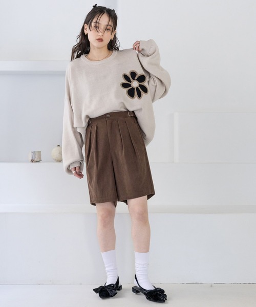 RAGEBLUE（レイジブルー）の「サイドベルト付き/コーデュロイハーフパンツ（その他パンツ・レディース・ブラウン/ブラック・FREE）」の8枚目の写真