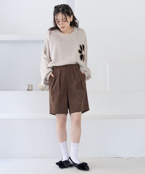 RAGEBLUE（レイジブルー）の「サイドベルト付き/コーデュロイハーフパンツ（その他パンツ・レディース・ブラウン/ブラック・FREE）」の9枚目の写真