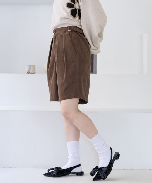 RAGEBLUE（レイジブルー）の「サイドベルト付き/コーデュロイハーフパンツ（その他パンツ・レディース・ブラウン/ブラック・FREE）」の12枚目の写真