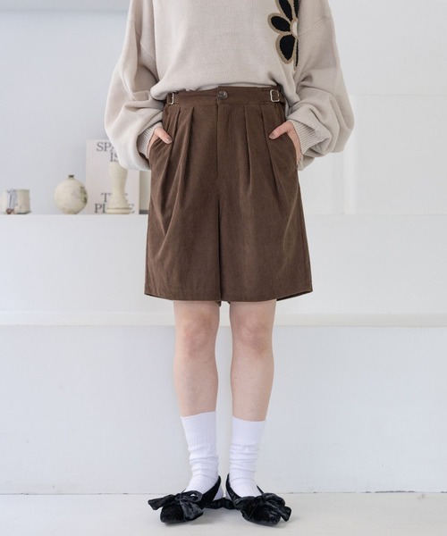 RAGEBLUE（レイジブルー）の「サイドベルト付き/コーデュロイハーフパンツ（その他パンツ・レディース・ブラウン/ブラック・FREE）」の13枚目の写真