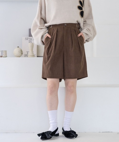 RAGEBLUE（レイジブルー）の「サイドベルト付き/コーデュロイハーフパンツ（その他パンツ・レディース・ブラウン/ブラック・FREE）」の14枚目の写真