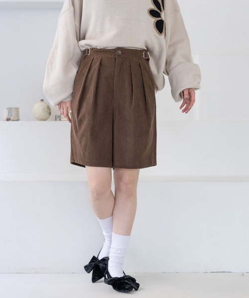 RAGEBLUE（レイジブルー）の「サイドベルト付き/コーデュロイハーフパンツ（その他パンツ・レディース・ブラウン/ブラック・FREE）」の15枚目の写真