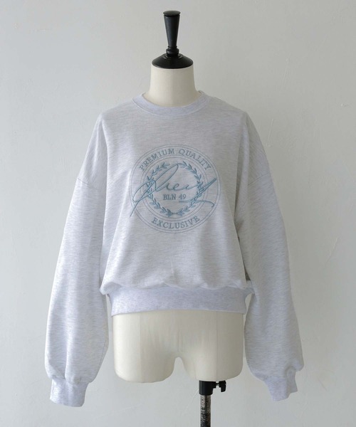 HER CLOSET(ハークローゼット)の「【HER CLOSET】サークルロゴ刺繍ロンT(スウェット・レディース・ライトグリーン/オートミール/ライトグレー系・FREE)」の20枚目の写真