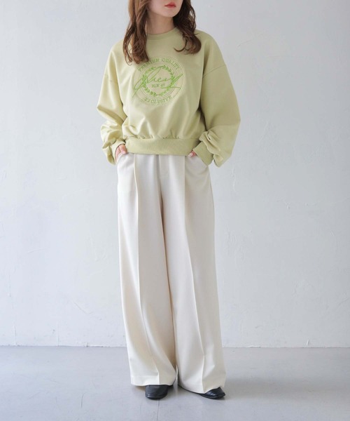 HER CLOSET(ハークローゼット)の「【HER CLOSET】サークルロゴ刺繍ロンT(スウェット・レディース・ライトグリーン/オートミール/ライトグレー系・FREE)」の14枚目の写真