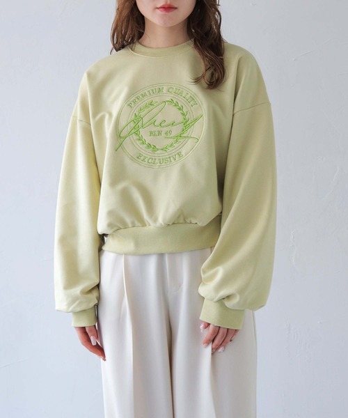 HER CLOSET(ハークローゼット)の「【HER CLOSET】サークルロゴ刺繍ロンT(スウェット・レディース・ライトグリーン/オートミール/ライトグレー系・FREE)」の13枚目の写真