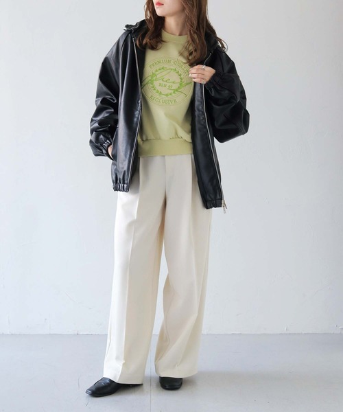 HER CLOSET(ハークローゼット)の「【HER CLOSET】サークルロゴ刺繍ロンT(スウェット・レディース・ライトグリーン/オートミール/ライトグレー系・FREE)」の17枚目の写真