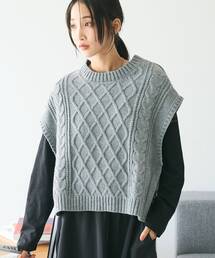 2WAYケーブルニットリボンベスト