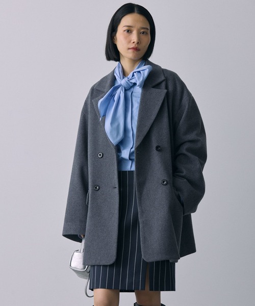 BABYLONE（バビロン）の「シングルメルトンジャケットコート（テーラードジャケット・レディース・ベージュ/グレー・フリー）」の2枚目の写真