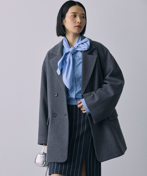 BABYLONE（バビロン）の「シングルメルトンジャケットコート（テーラードジャケット・レディース・ベージュ/グレー・フリー）」の17枚目の写真