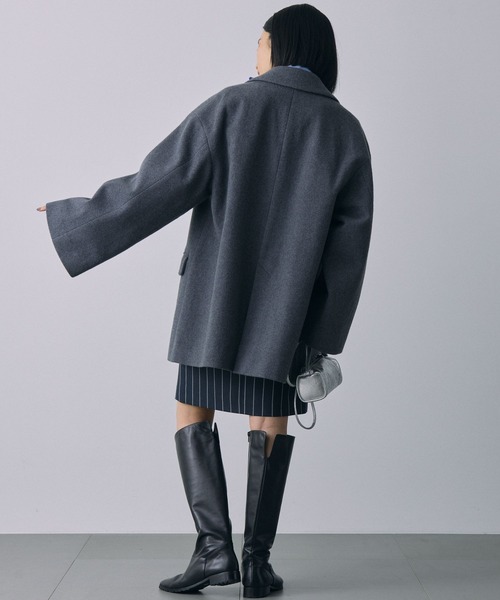 BABYLONE（バビロン）の「シングルメルトンジャケットコート（テーラードジャケット・レディース・ベージュ/グレー・フリー）」の22枚目の写真
