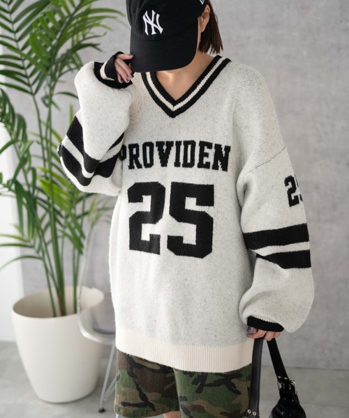 WEGO（ウィゴー）の「WEGO/ナンバリングラインフラッフィーニット