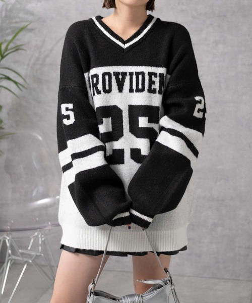 WEGO（ウィゴー）の「WEGO/ナンバリングラインフラッフィーニット（ニット/セーター・レディース・ブラック系その他/ワイン/アイボリー/レッド・FREE）」の13枚目の写真