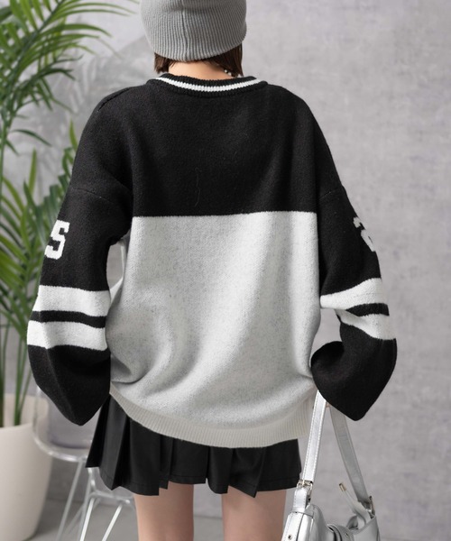 WEGO（ウィゴー）の「WEGO/ナンバリングラインフラッフィーニット（ニット/セーター・レディース・ブラック系その他/ワイン/アイボリー/レッド・FREE）」の14枚目の写真