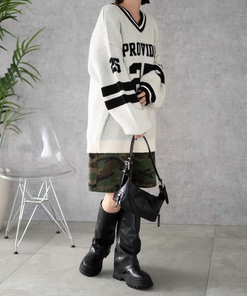 WEGO（ウィゴー）の「WEGO/ナンバリングラインフラッフィーニット（ニット/セーター・レディース・ブラック系その他/ワイン/アイボリー/レッド・FREE）」の10枚目の写真