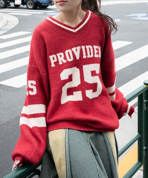 WEGO/ナンバリングラインフラッフィーニット（ニット/セーター）｜WEGO