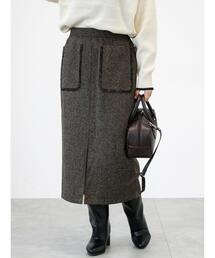 フリンジツイードスカート