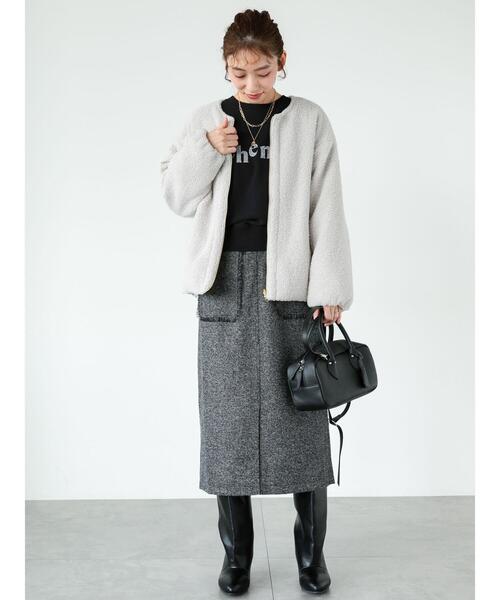 Lugnoncure（ルノンキュール）の「フリンジツイードスカート（スカート・レディース・ブラウン/オフホワイト・F）」の8枚目の写真