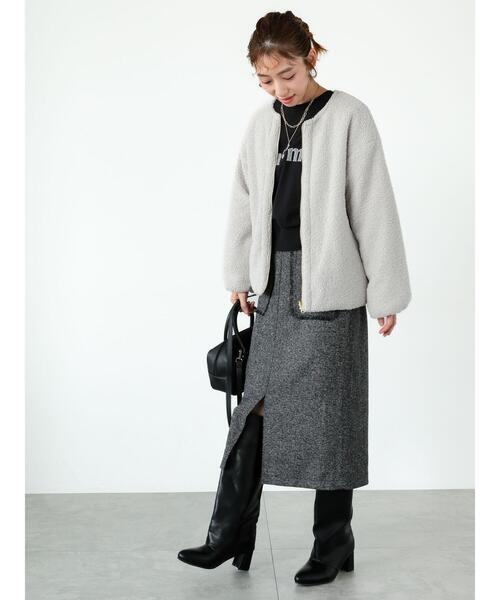 Lugnoncure（ルノンキュール）の「フリンジツイードスカート（スカート・レディース・ブラウン/オフホワイト・F）」の9枚目の写真