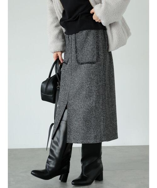 Lugnoncure（ルノンキュール）の「フリンジツイードスカート（スカート・レディース・ブラウン/オフホワイト・F）」の10枚目の写真