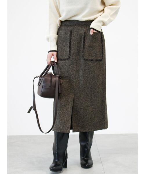 Lugnoncure（ルノンキュール）の「フリンジツイードスカート（スカート・レディース・ブラウン/オフホワイト・F）」の13枚目の写真