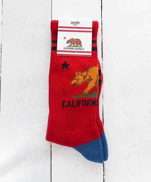 ZENITH（ゼニス）の「【ZENITH】CALIFORNIA GRIZZLY SOCKS（ソックス/靴下・メンズ・ホワイト/レッド/ネイビー/イエロー/オレンジ/グレー/ブラック・FREE）」の7枚目の写真