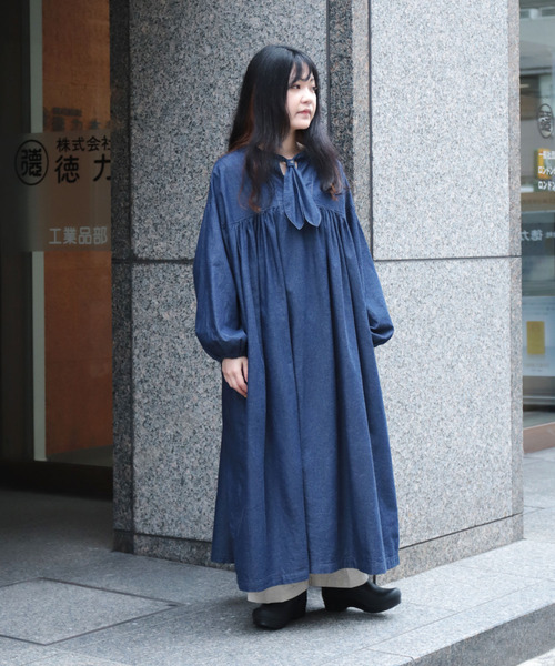 Brocante / ブロカント] 5ozデニム フラールワンピース（ワンピース