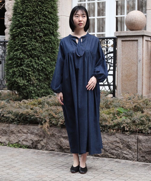 とちあいか ブロカント Brocante デニムワンピース Brocante / ブロカント] 5ozデニム フラールワンピース（ワンピース