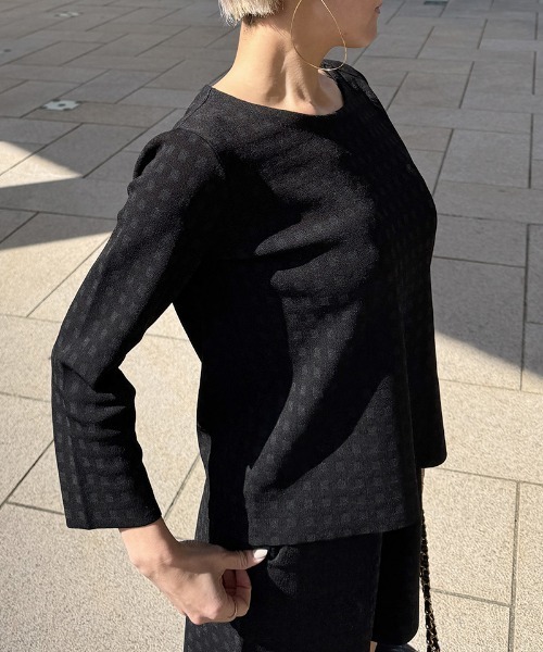 JENNE（ジェンヌ）の「エアリーチェックニット（ニット/セーター・レディース・ブラック/ホワイト・LARGE/MEDIUM/SMALL）」の9枚目の写真